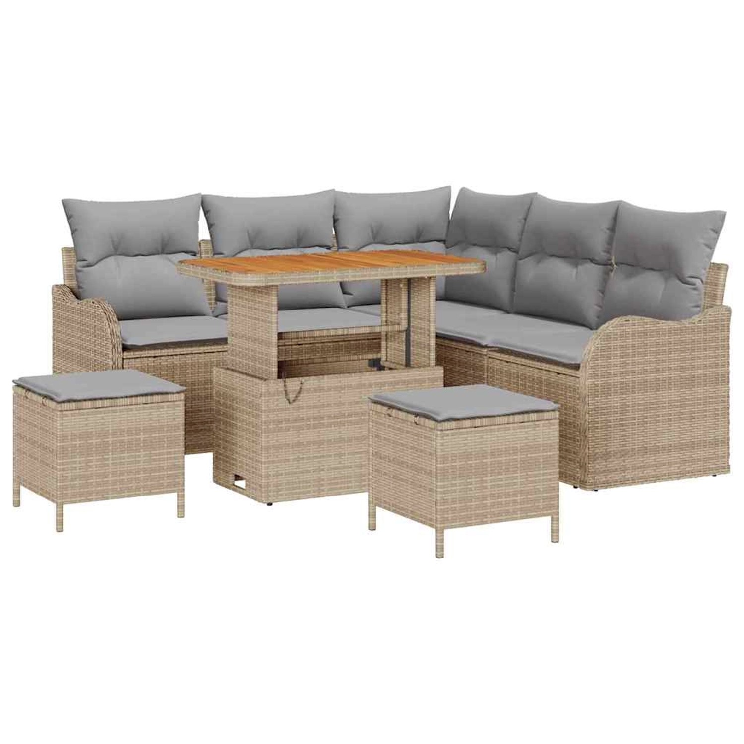 vidaXL Garten-Sofa-Set 8-Tlg Beige Poly Rattan 3362267 günstig online kaufen