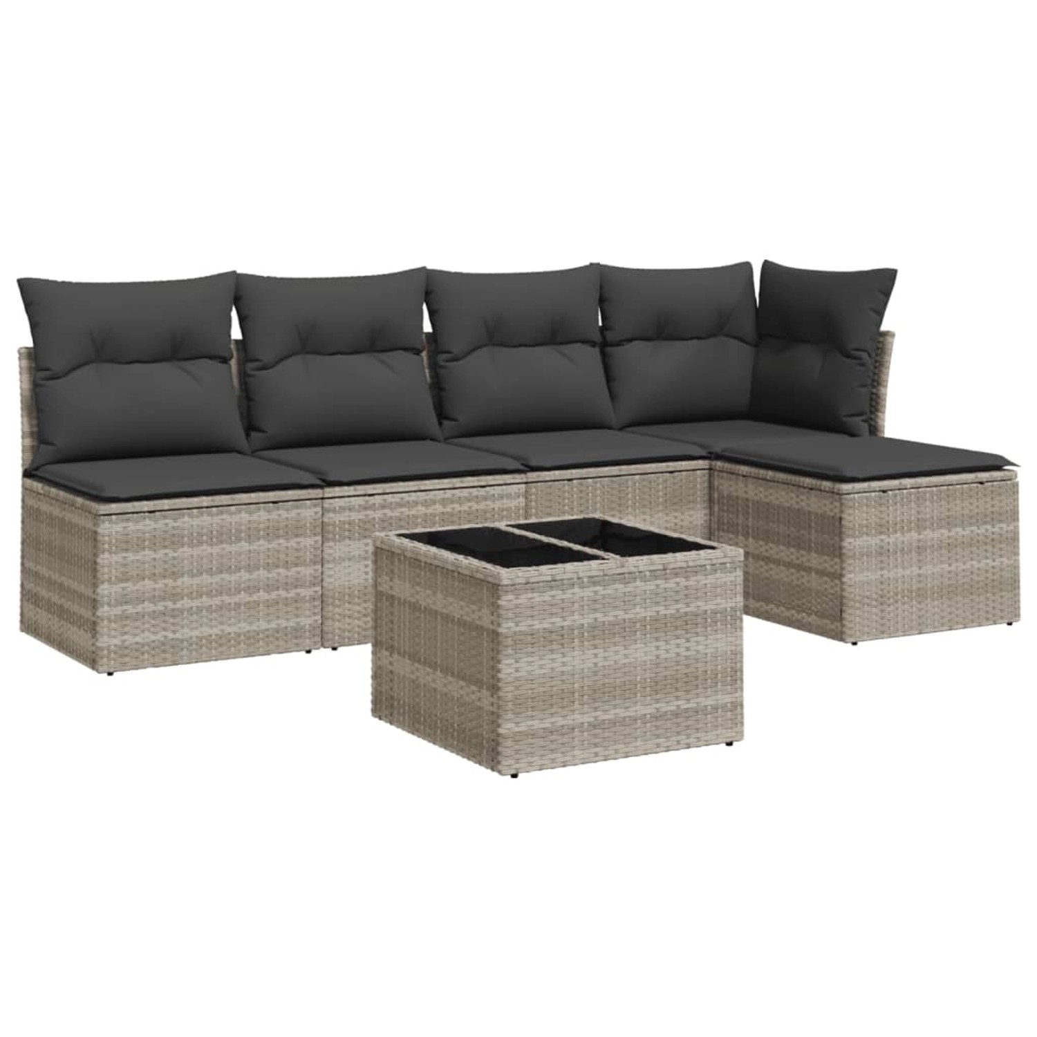 vidaXL 6-Tlg Garten-Sofagarnitur mit Kissen Hellgrau Poly Rattan 3217532 günstig online kaufen
