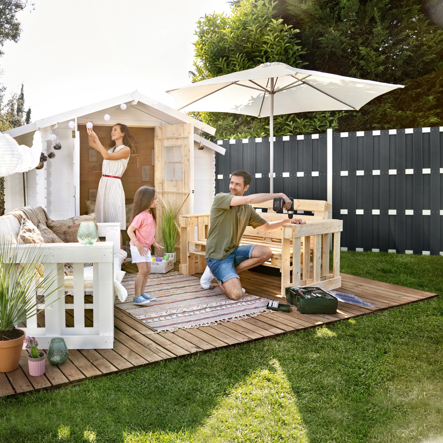 SichtschutzzaunElement WPC Aluminium Anthrazit bei OBI