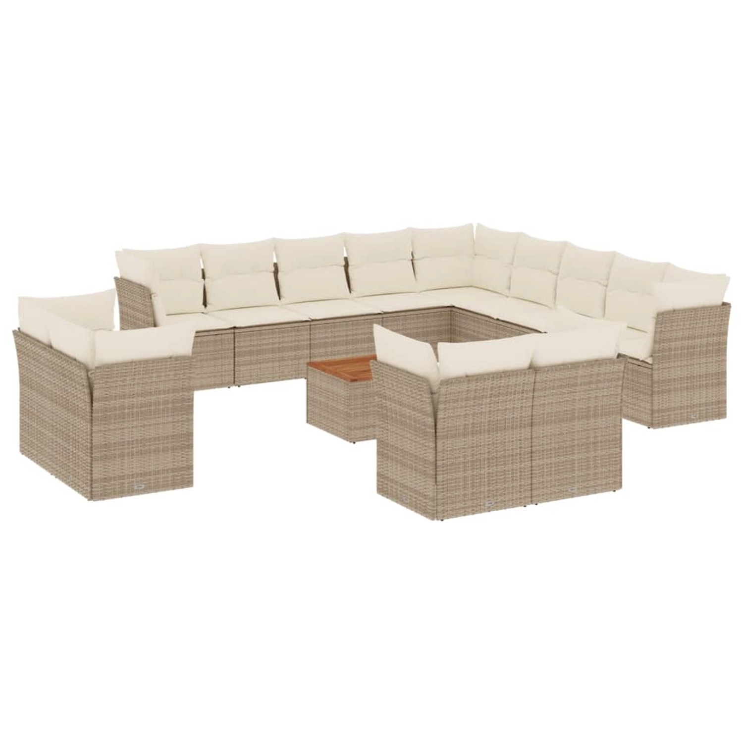 vidaXL 14-Tlg Garten-Sofagarnitur mit Kissen Beige Poly Rattan 3223958 günstig online kaufen