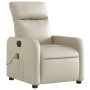 Elektrischer Massagesessel Modell 11 in Creme Kunstleder für Relaxmomente im Wohnzimmer.