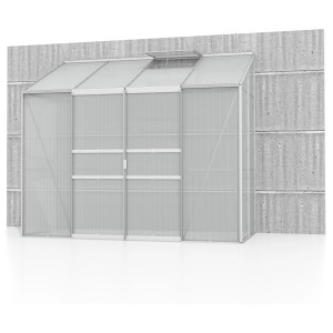 Vitavia Anlehn-Gewächshaus Ida 3300 mit Doppelschiebetür und Dachfenster, Alu-Blank