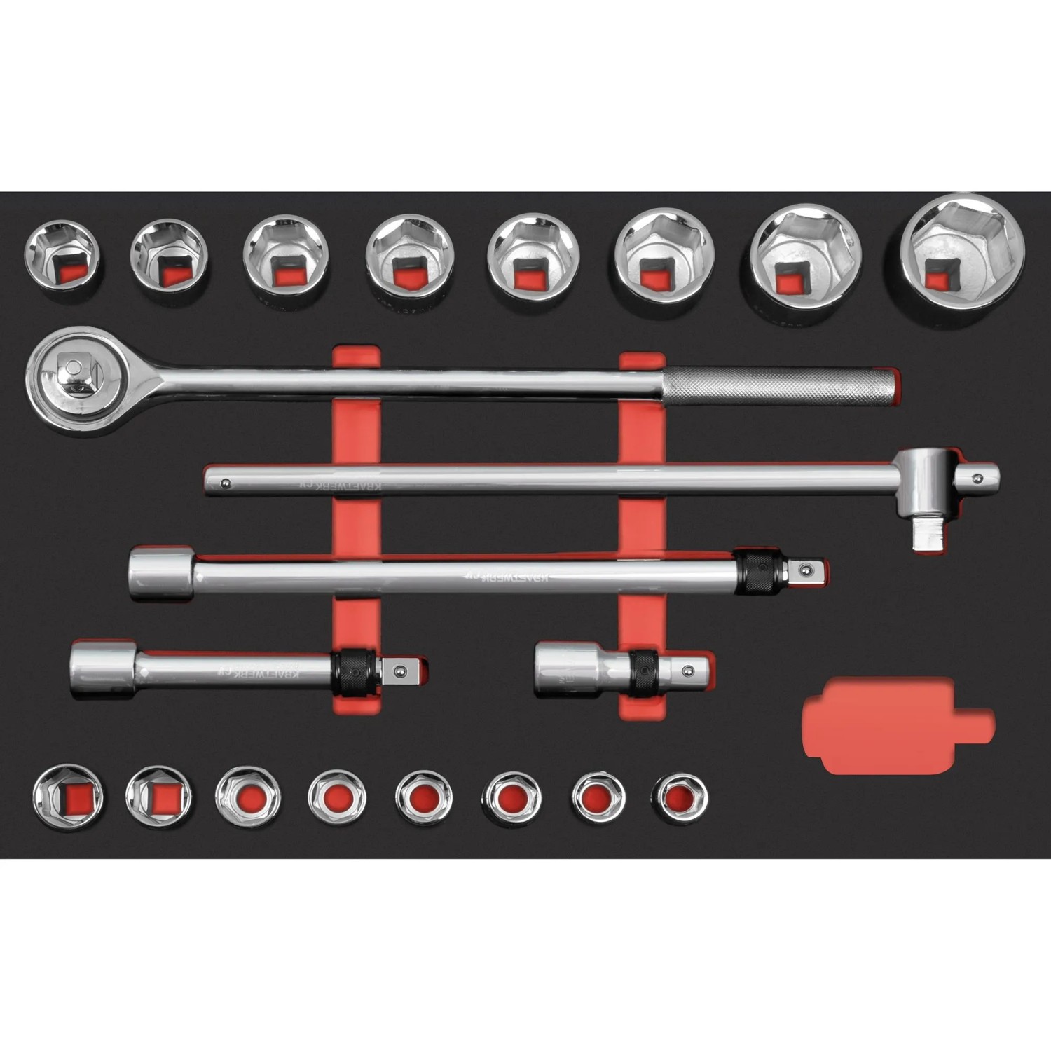 Kraftwerk Werkzeugset PL 3/4 Zoll Steckschlüssel 60 cm x 40 cm 21-tlg
