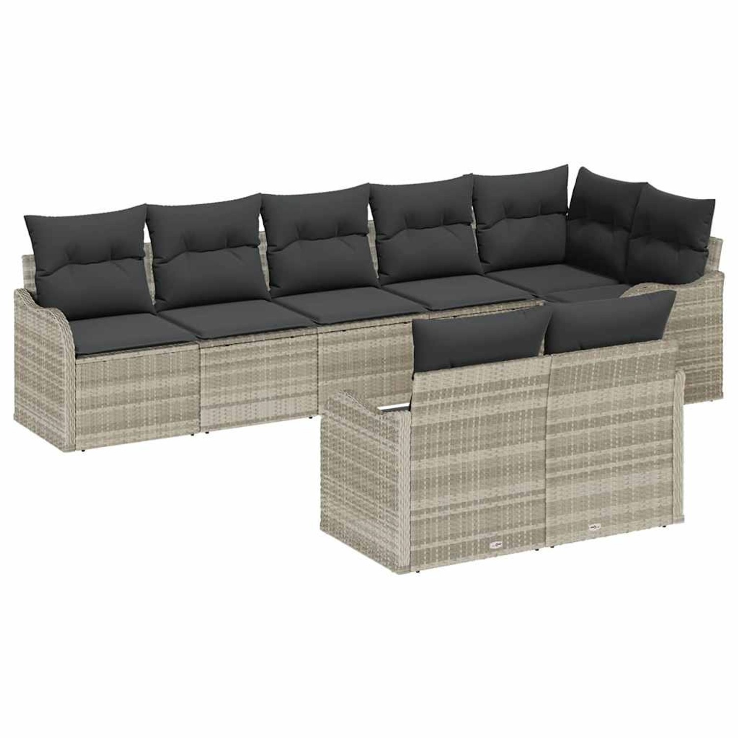 vidaXL Garten-Sofa-Set mit Kissen 8-Tlg Hellgrau Poly Rattan 3354421 günstig online kaufen