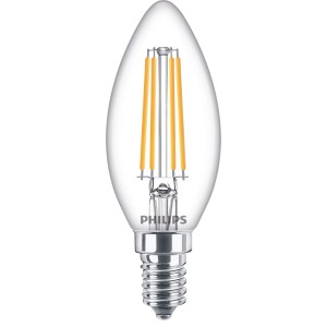 Philips LED-Leuchtmittel E14 Kerze, 6,5W, 806lm, klar. Ideal für Wohnräume.