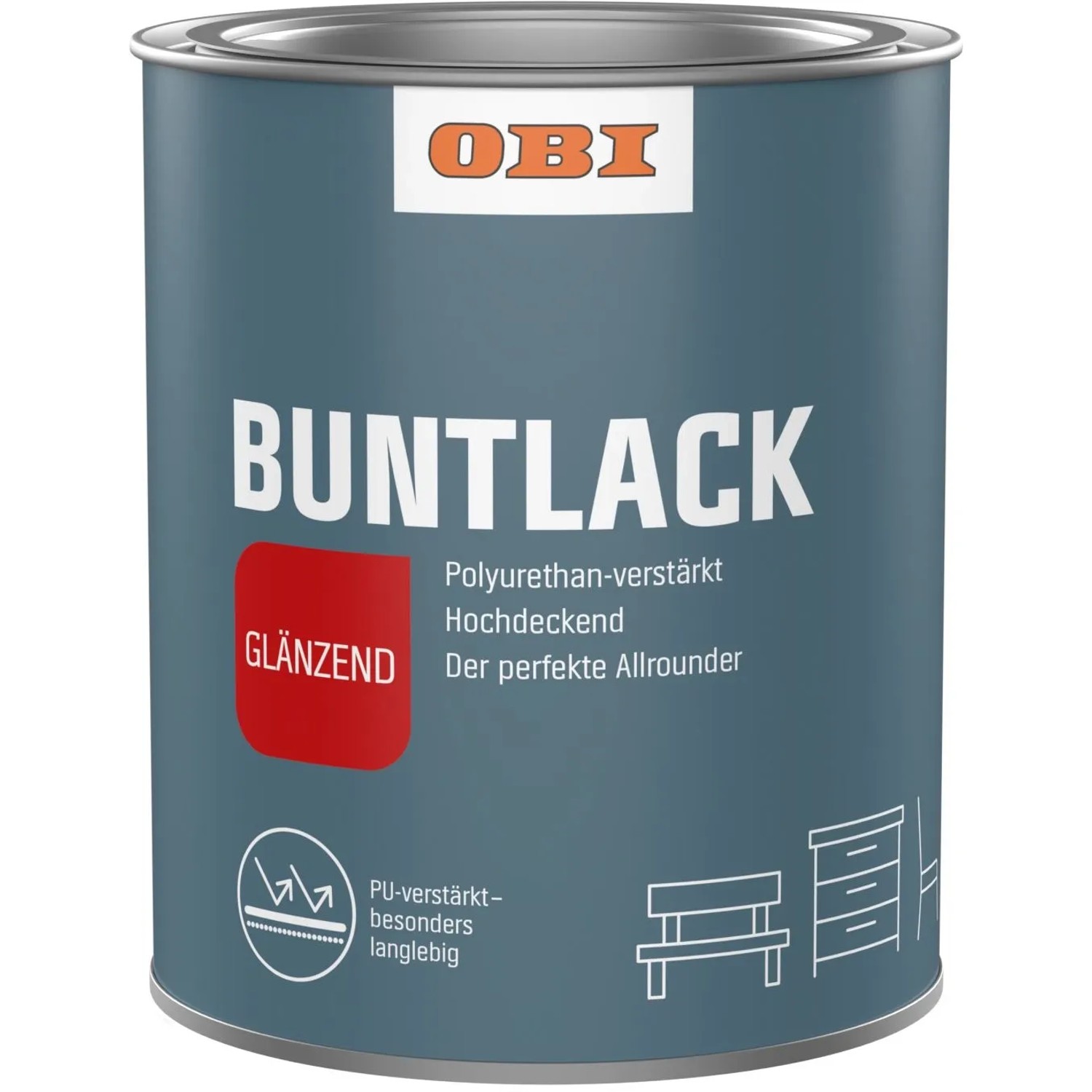 OBI PU Buntlack Hellelfenbein, glänzender Lack für Holz, Metall & Kunststoff, 375ml.