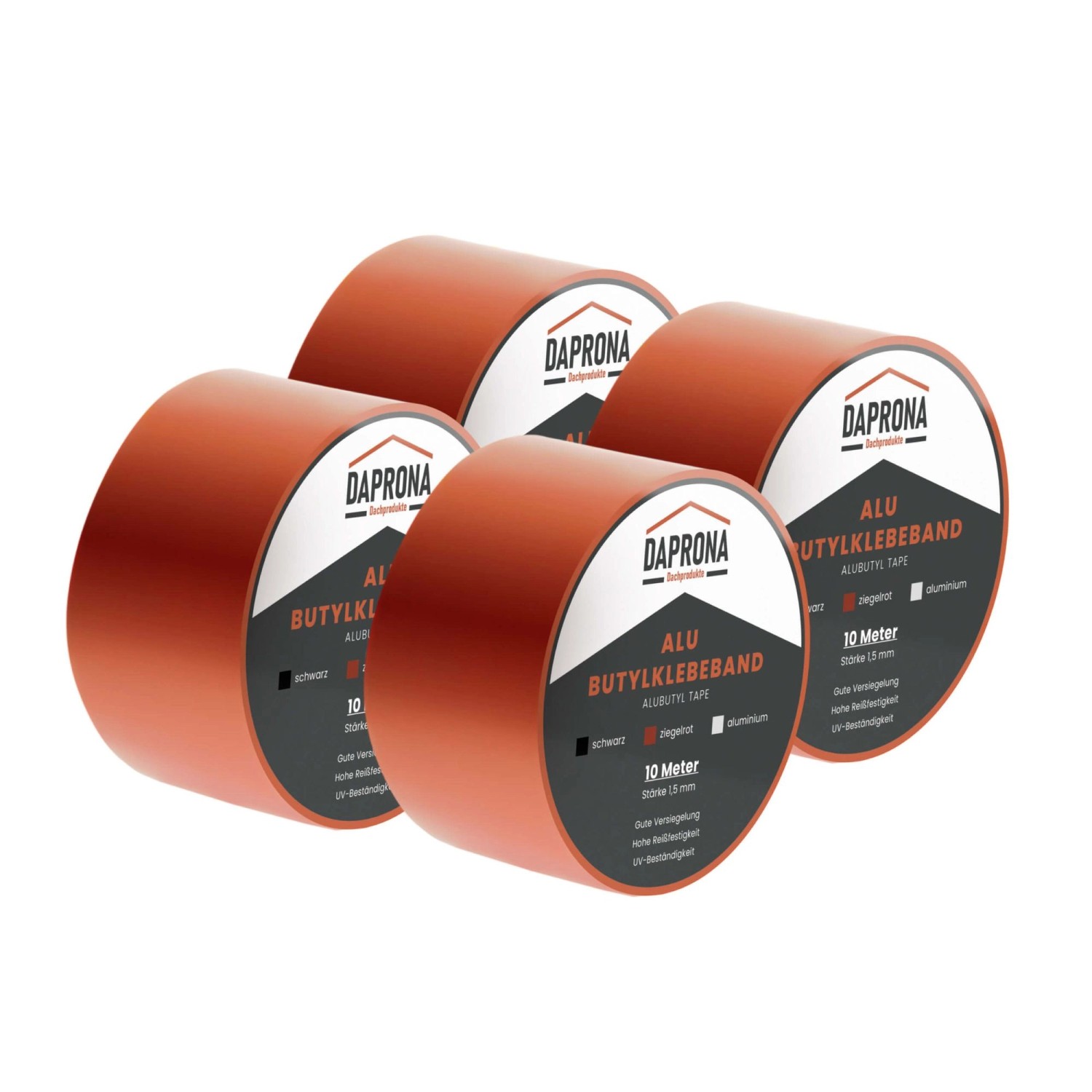 Daprona Butylband 4x 10m x 75mm Alu Ziegelrot Reperaturband Dichtband