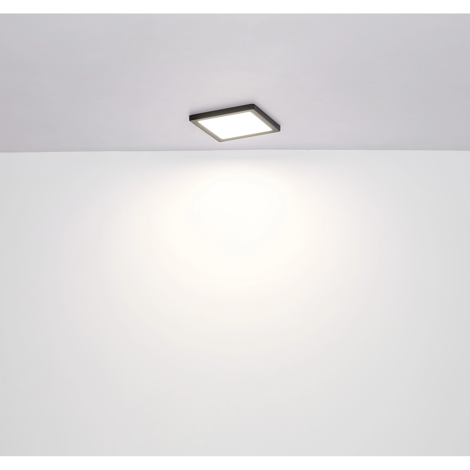 Quadratische, weiße LED-Deckenleuchte Lasse von Globo, 217x217x17 mm, für moderne Beleuchtung.