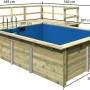 Karibu Holzpool mit Terrasse und blauer Innenhülle, inkl. Leiter und Umrandung.