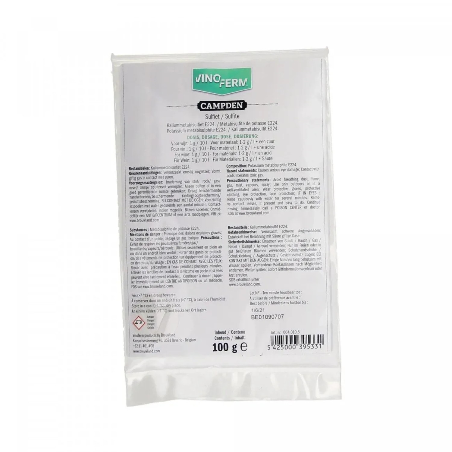 Ich-Zapfe Kaliumpyrosulfit Vinoferm Campden 100g