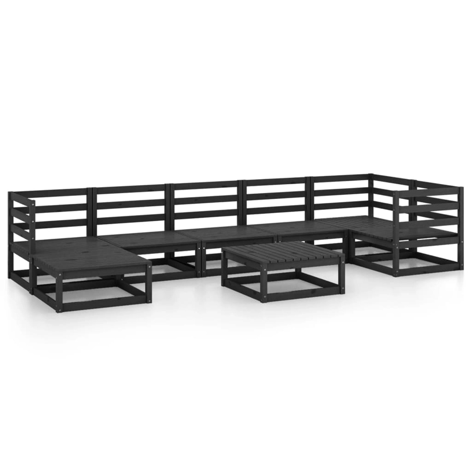 vidaXL 8-tlg Garten-Lounge-Set Schwarz Massivholz Kiefer Modell 14 günstig online kaufen