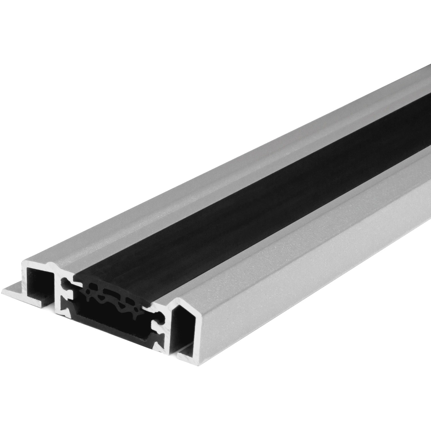 Detailaufnahme Aluminium-Haustür Moderno M340, silbergrau metallic, thermisch getrennt.