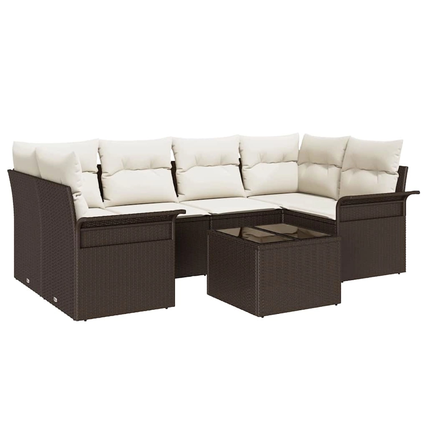 vidaXL Garten-Sofa-Set 7-Tlg Braun Poly Rattan 3345258 günstig online kaufen