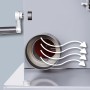 Detailaufnahme des Staubsaugeranschlusses der Einhell TC-SB 305 U Bandsäge.