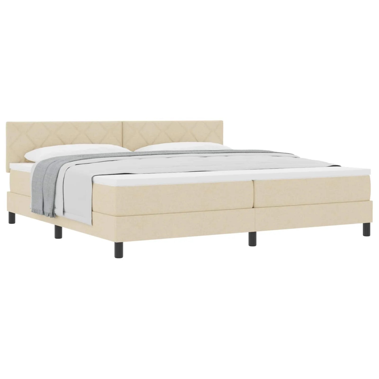 vidaXL Boxspringbett mit Matratze Creme 200 x 200 cm Stoff 3338795