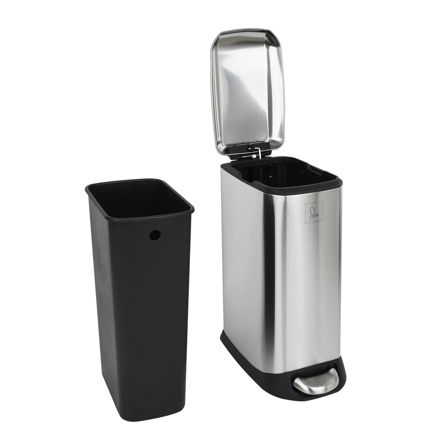 STM15 pedaalemmer 15 liter incl. binnenemmer Softclose deksel zilver STM15 pedaalemmer 15 liter incl. binnenemmer Softclose deksel zilver