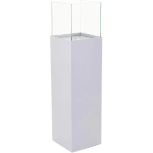 Weiße Vivanno Windlichtsäule Candela, 100cm hoch, mit Glasaufsatz für Kerzen und Teelichter.