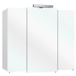 Pelipal Spiegelschrank Quickset 312, weiß glänzend, 83 cm breit, mit Aufsatzleuchte.