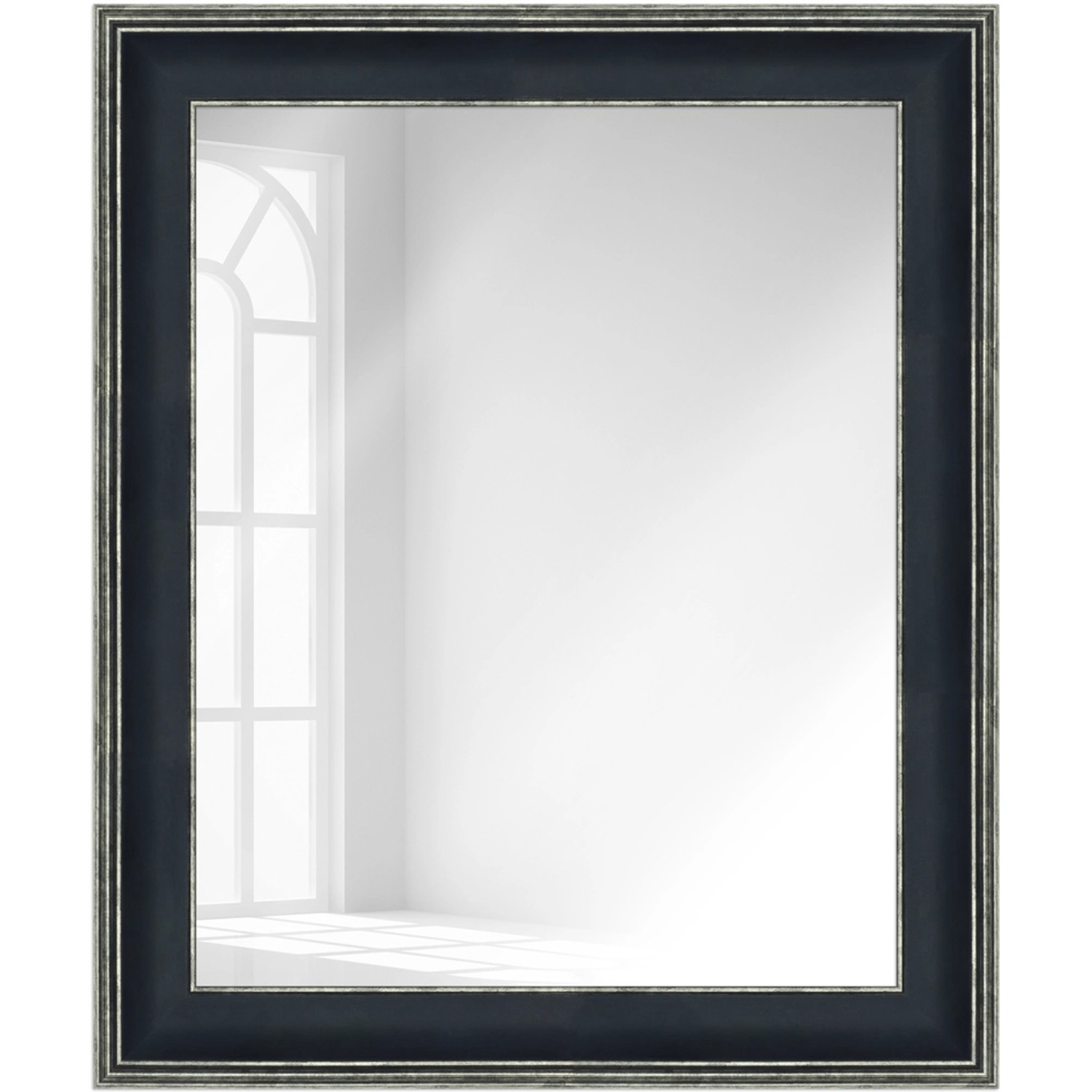 WANDStyle Wandspiegel H235 aus Kunststoff in Schwarz 50 x 60 cm im Stil Klassisch