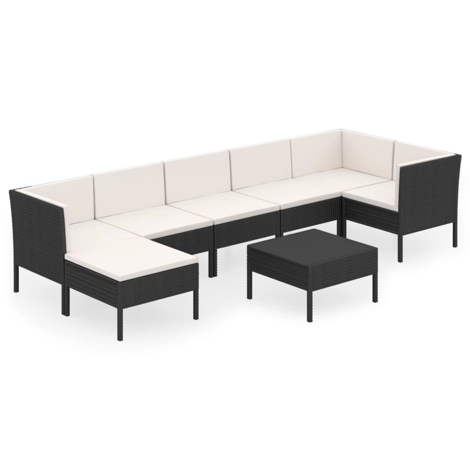 vidaXL 8-tlg Garten-Lounge-Set mit Auflagen Poly Rattan Schwarz Modell 41