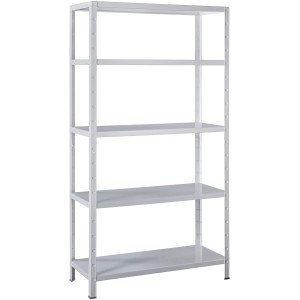 Weißes Schulte Steck-Grundregal, 200x100x35 cm, mit 5 Böden. Ideal für Keller, Garage oder Werkstatt.