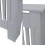 Detailansicht der grauen ML-Design Heizkörperverkleidung im Landhausstil.
