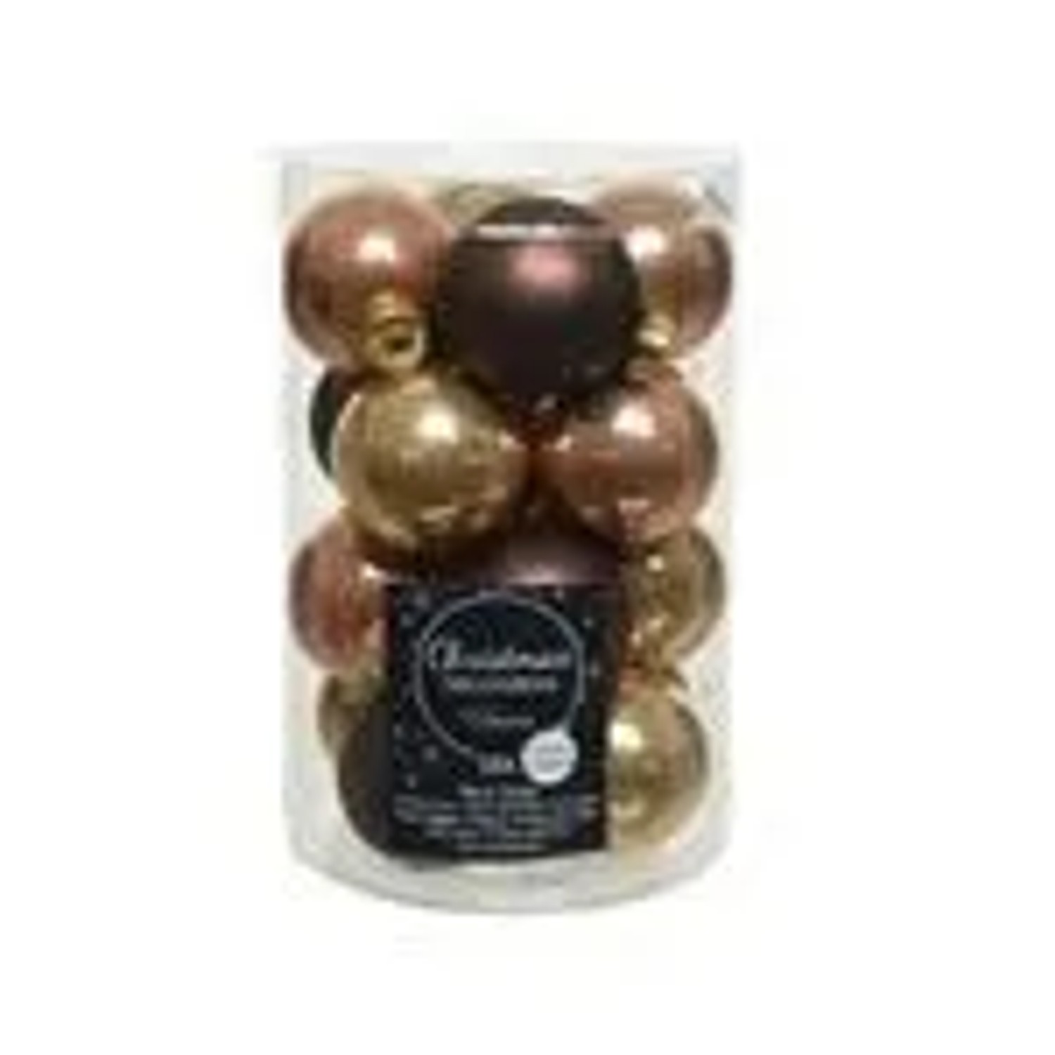 Kaemingk Weihnachtsbaumkugeln Glas  3,5 cm 16 Stueck Hell Braun Mix