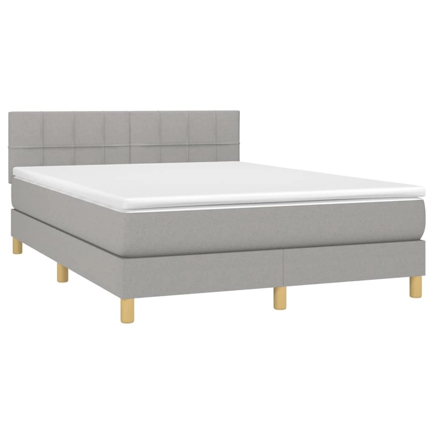 vidaXL Boxspringbett mit Matratze & LED Hellgrau 140x190 cm Stoff 3133709 günstig online kaufen