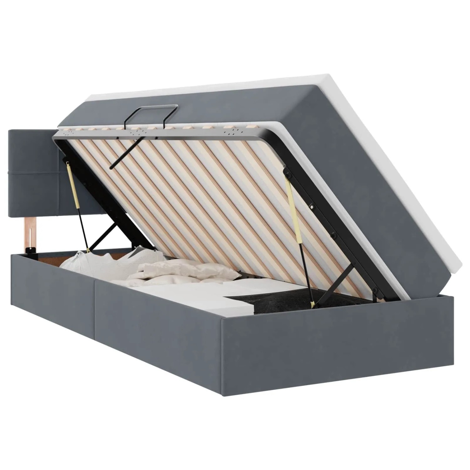 vidaXL Bett mit Stauraum und LED Dunkelgrau 90 x 200 cm Samt 3371368