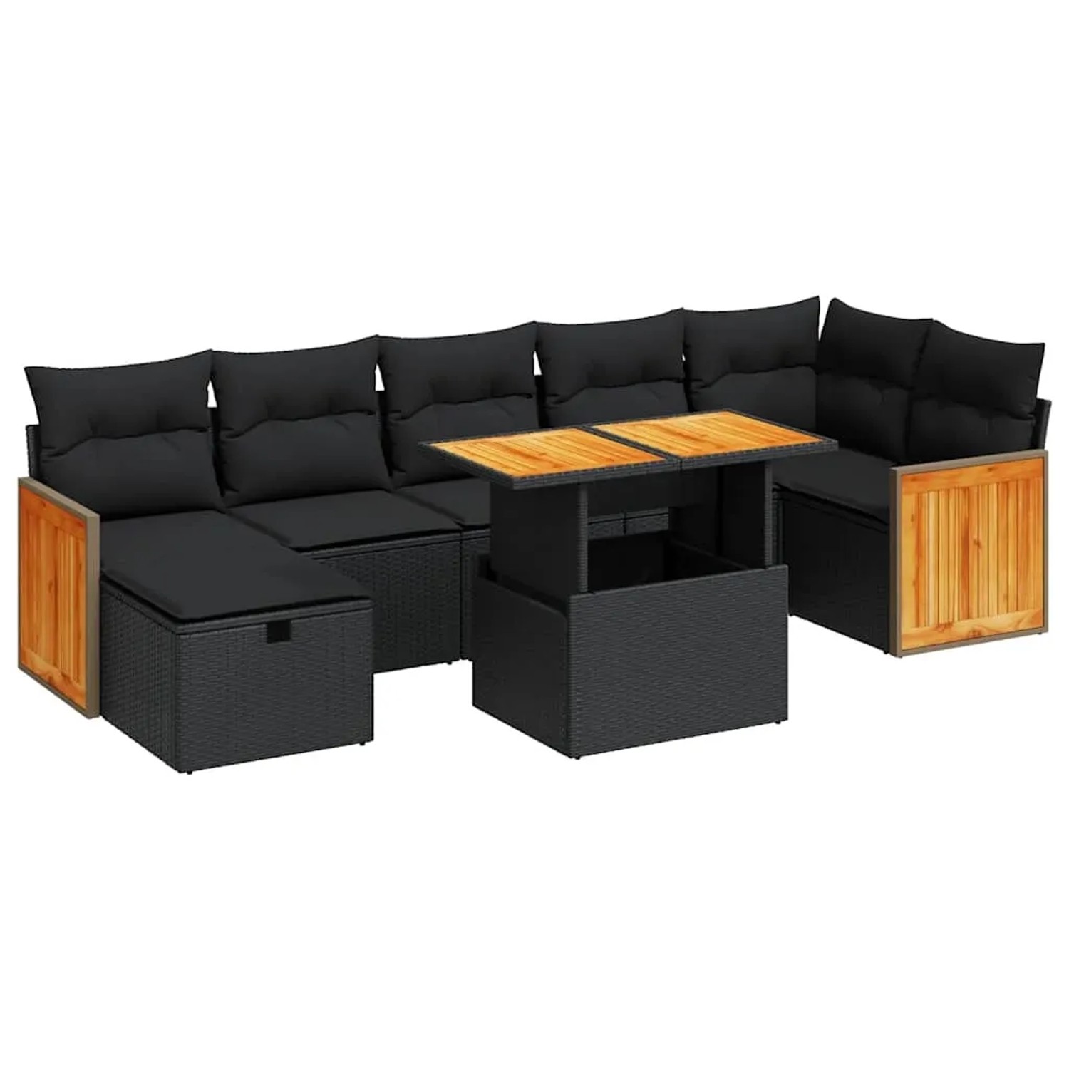 vidaXL 5-Tlg Garten-Sofagarnitur mit Kissen Schwarz Poly Rattan 3328161 günstig online kaufen