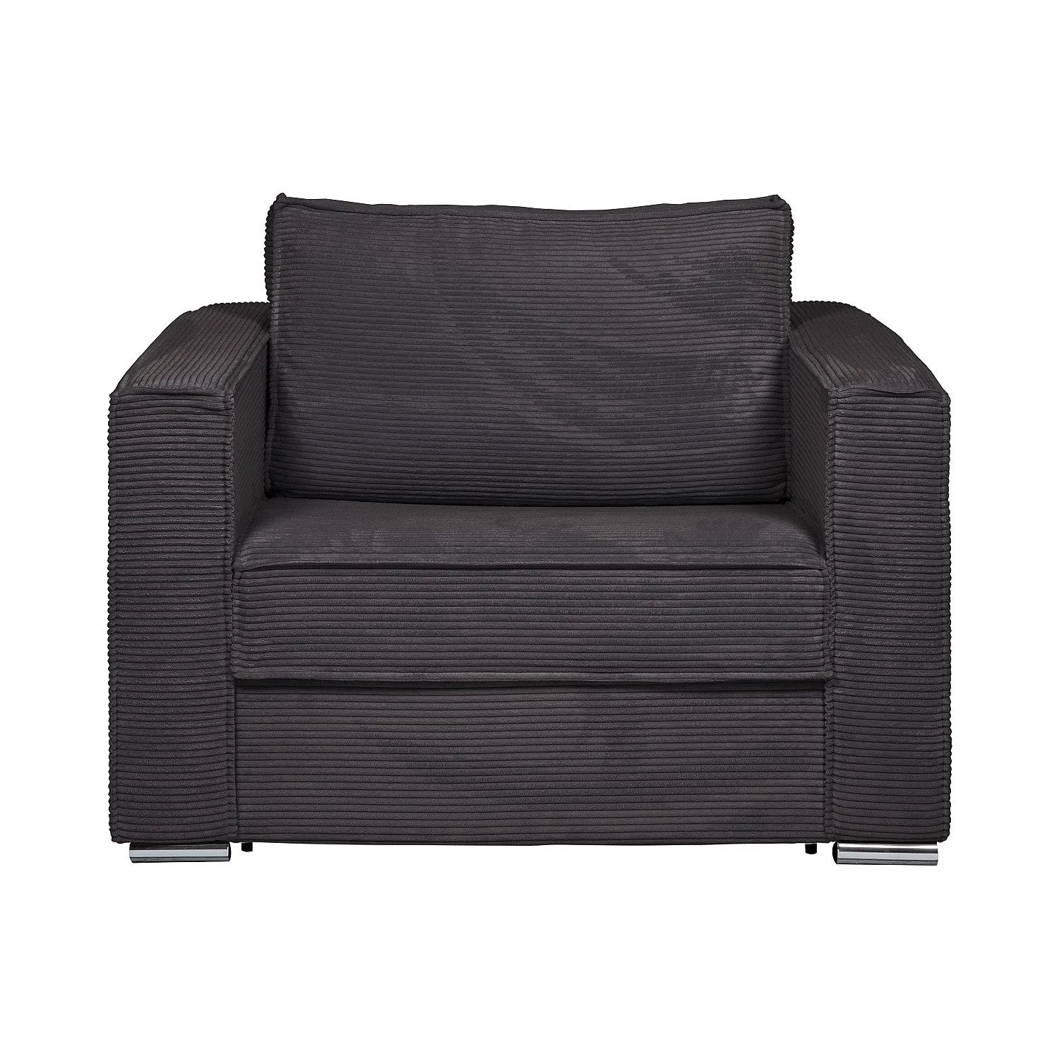 Anthrazitgrauer Schlafsessel Loreto aus Cordstoff. Moderner Relaxsessel mit bequemen Polstern.