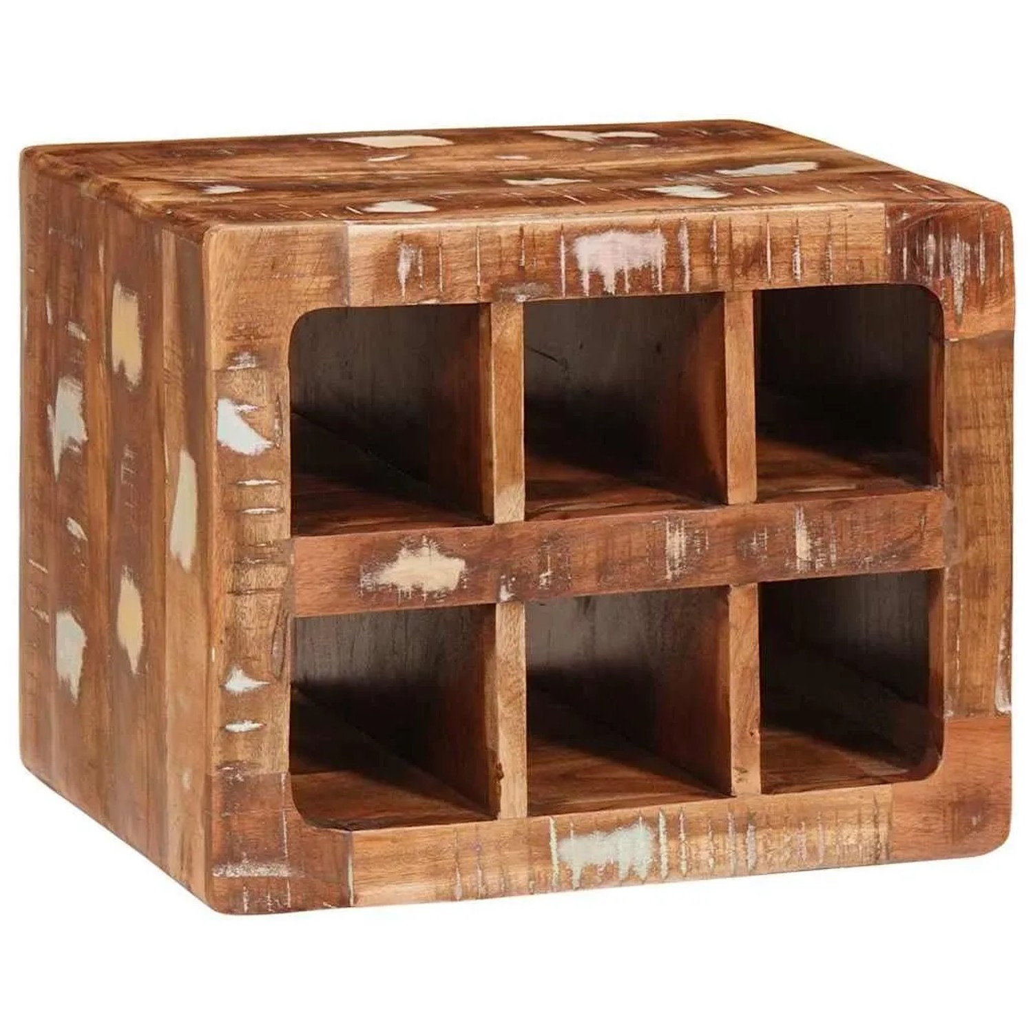 vidaXL Weinregal Braun 44 x 30 x 35 cm Massives upgecyceltes Holz 4104574
