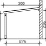 Technische Zeichnung des Skan Holz Carport Eifel, Maße: 300 cm x 541 cm.