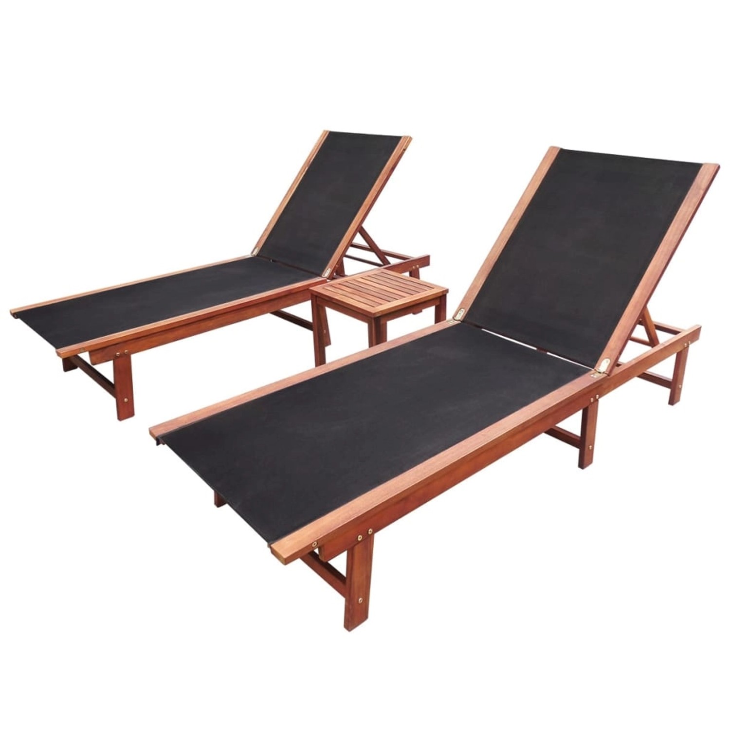 vidaXL Sonnenliegen 2 Stk mit Tisch Akazie Massivholz und Textilene 273752 günstig online kaufen