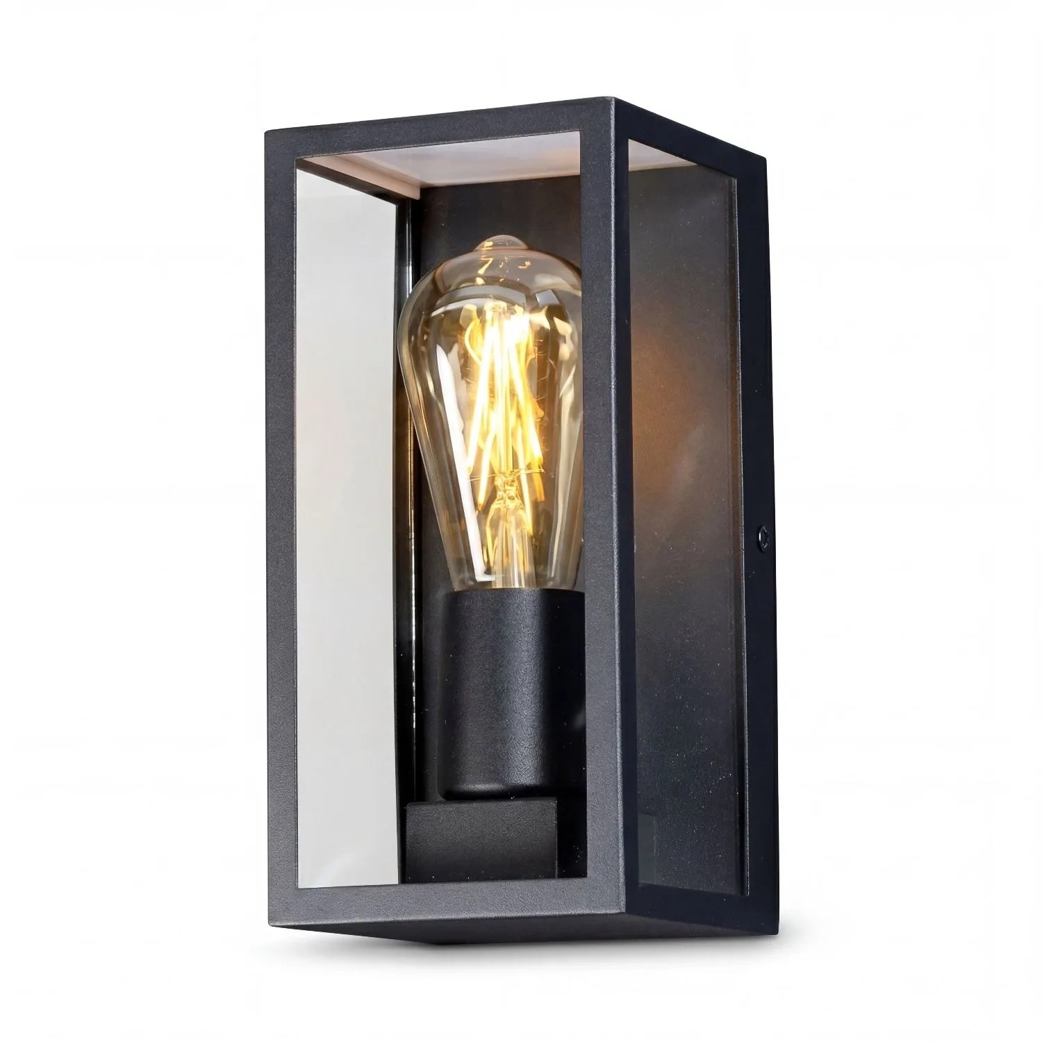 Licht-Erlebnisse Wandlampe Außen Klein 23,5 CM Hoch Aluminium Glas IP44 Schwarz E27