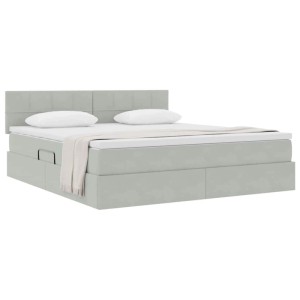 vidaXL Stauraumbett mit Matratze Hellgrau 160 x 200 cm Samt 3370767