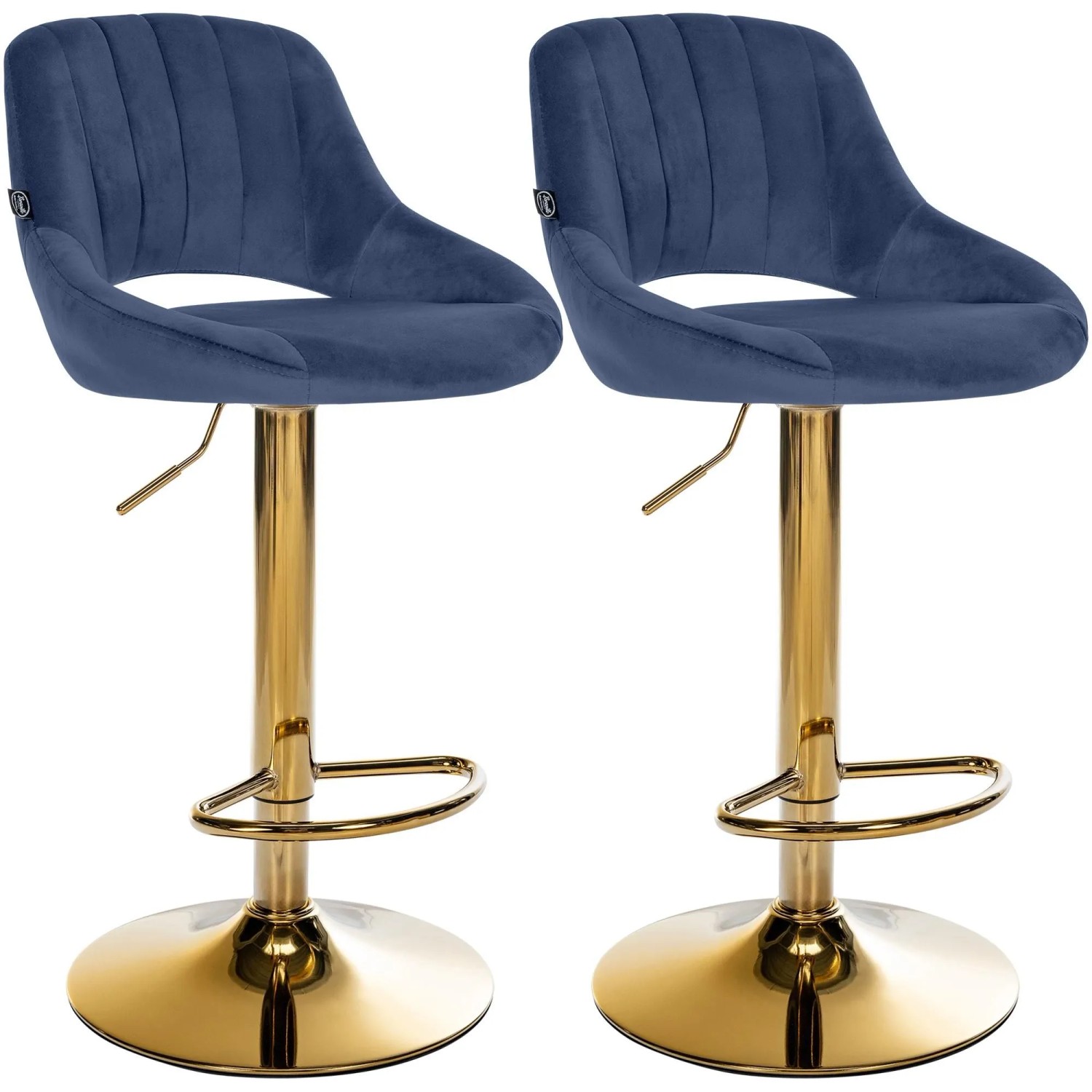 CLP 2er Set Barhocker Milet Samt Metall Gold/Blau