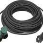 Schwarze Gummiverlängerung mit Stecker, 20 m, H07RN-F3G, für den Außenbereich.