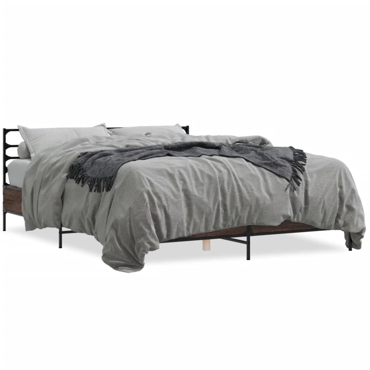 vidaXL Bettgestell Braun Eichen-Optik 150x200 cm Holzwerkstoff Metall 32800 günstig online kaufen