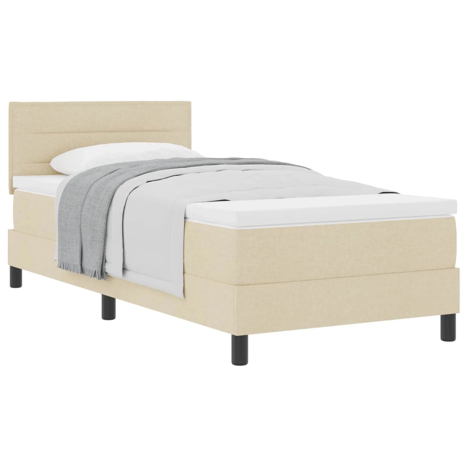 vidaXL Boxspringbett mit Matratze mit Kopfteil Creme 90 x 190 cm Stoff 3338 günstig online kaufen