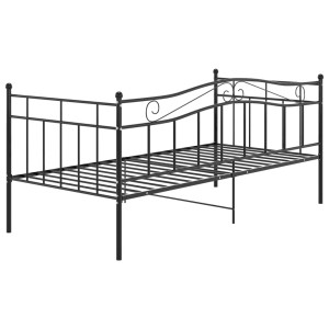 Schlafsofa Bettgestell von vidaXL, schwarz, Metall, 90x200 cm. Bett für Matratze (nicht enthalten).