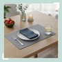 Relaxdays Platzdeckchen mit Untersetzern Kunstleder Grau-Grün Beidseitig Verwendbar 6er Set 30 cm x 43 cm_3