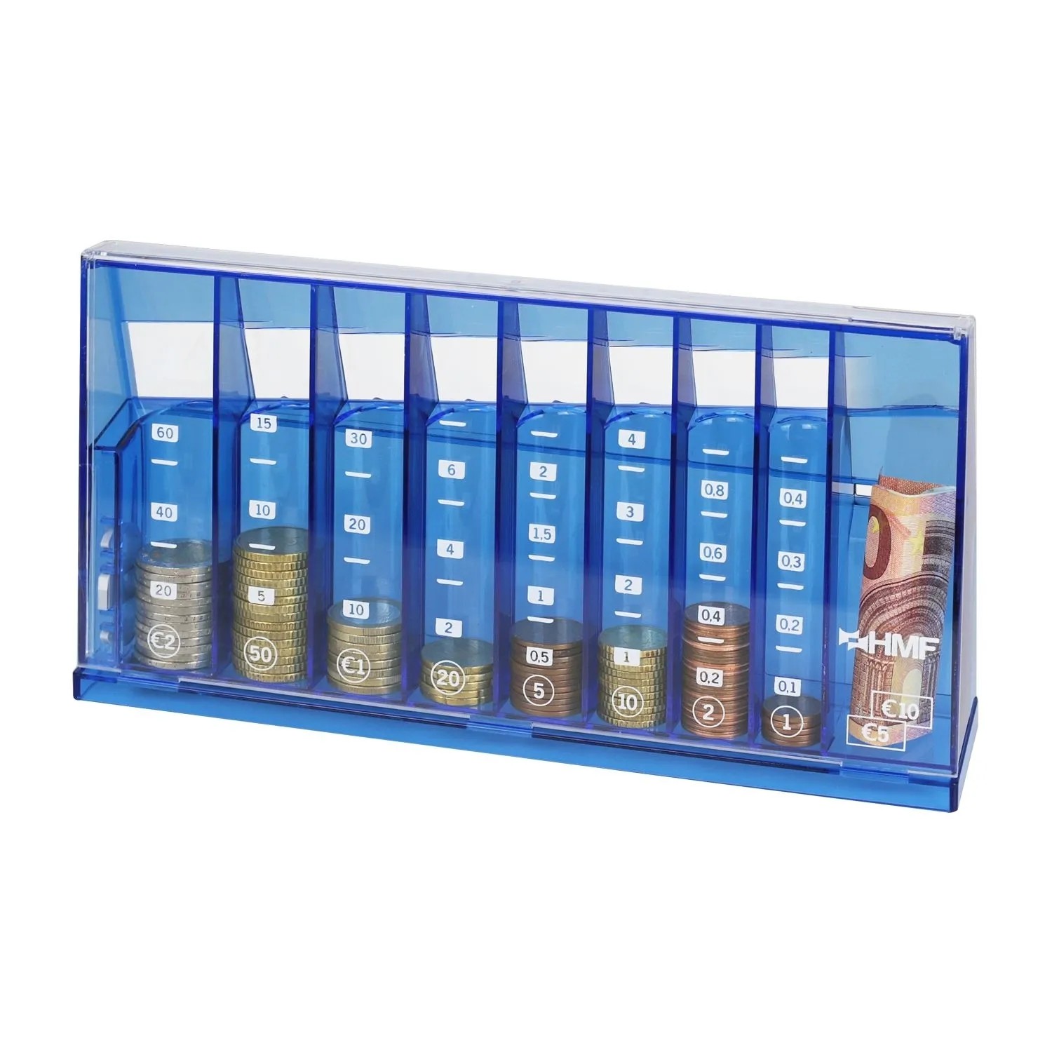HMF 4710-05 Münzsortierer Euro Spardose 24 x 5 x 12 cm Blau