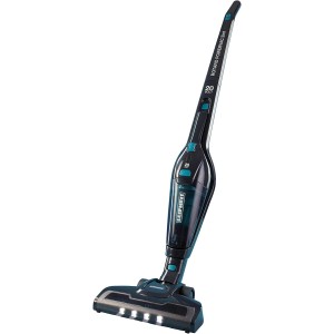 Leifheit Akku Staubsauger Rotaro PowerVac 2in1, kabelloser Staubsauger in Schwarz und Türkis.