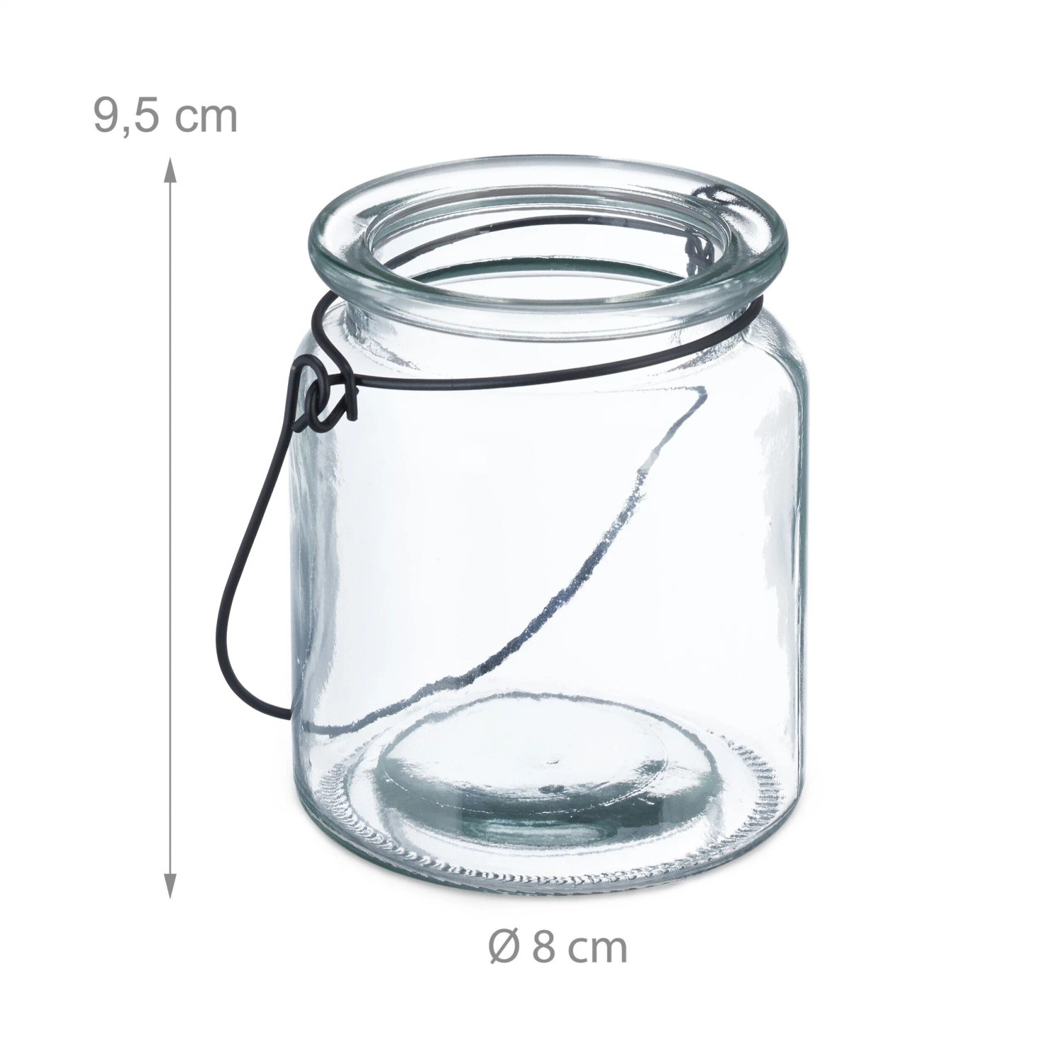 Relaxdays Windlicht Glas Transparent Schwarz 12er Set 9,5 cm x 8 cm_4