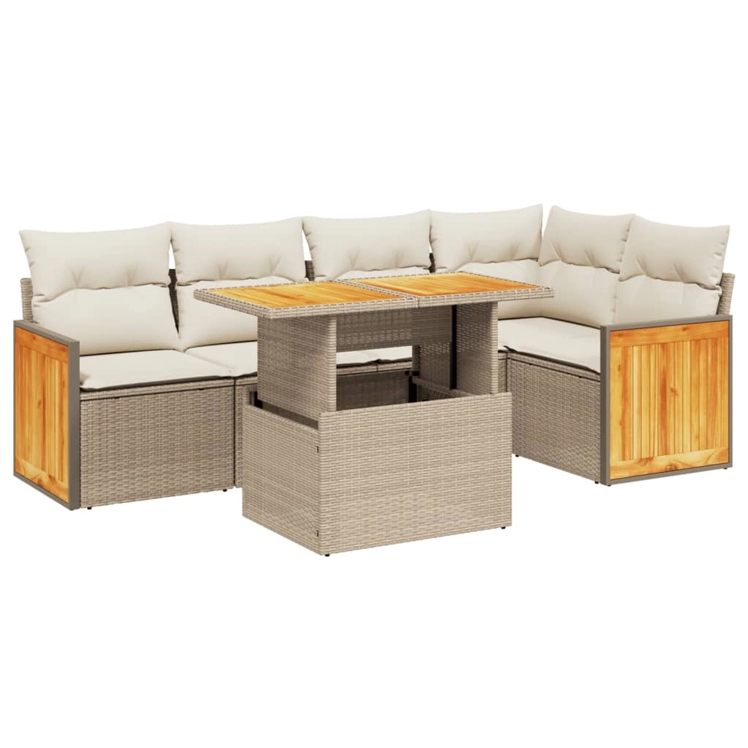 vidaXL 6-Tlg Garten-Sofagarnitur mit Kissen Beige Poly Rattan 3273949 günstig online kaufen