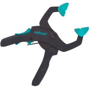 Wolfcraft Ratschenzwinge FZR 40, Spannwerkzeug mit Ratschenmechanismus und beweglichen Spannbacken.