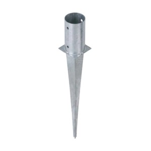 HOLLMAX Einschlaghülse rund 81mm aus verzinktem Stahl, silber. Robuster Pfostenträger für Holzpfosten im Erdreich.