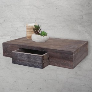 BERLINLODGE Wandregal Ilse HxBxT 8x40x25cm Regal Hängeregal Mit Schublade 40cm Braun Shabby