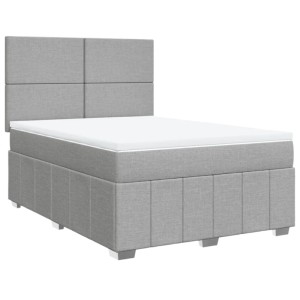 vidaXL Boxspringbett mit Matratze Hellgrau 160x200 cm Stoff 3294012